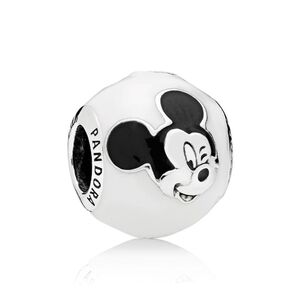 Pandora  Disney Expressive Mickey Charm White & Black Enamel
